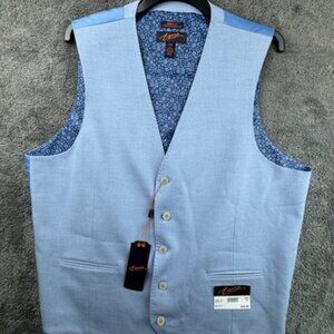 NWT Egara 2XL Blue Tuxedo Waistcoat Vest Sleeveless $70 Skinny Fit Stretch Men